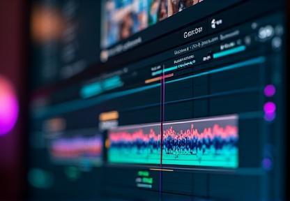 Video editing timeline on screen